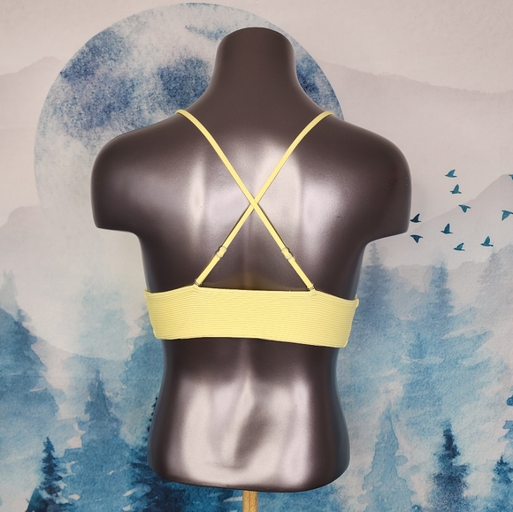 H&M Ribbed Yellow Triangle Bikini Top Size 10 - Picture 6 of 9